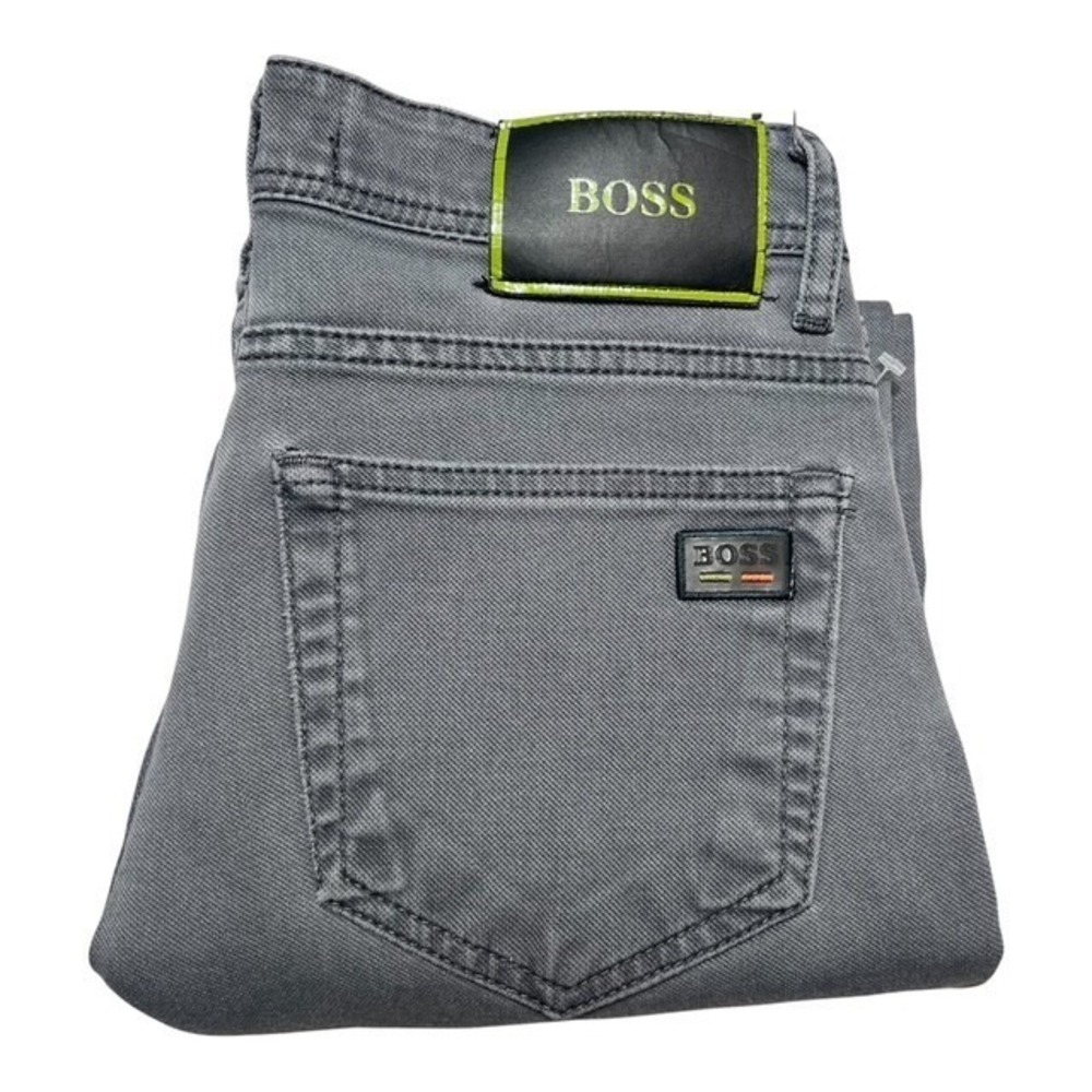 Hugo BOSS Mens Sz 28x29 Grey Stretch Slim Fit Denim Jeans Logo Tag -2055